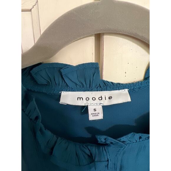 Moodie size small teal dress rayon with pockets - Picture 3 of 4